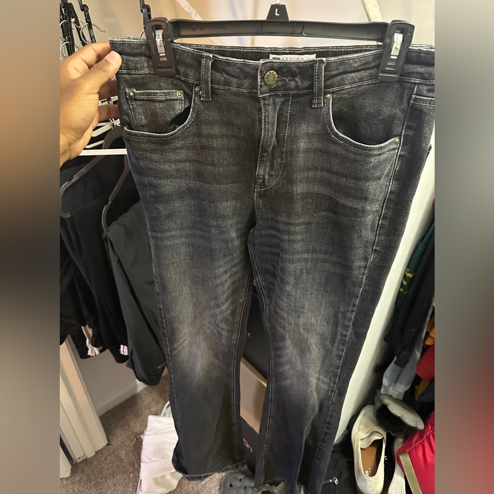 EXCELLENT CONDITION 32W 32L washed black flare jeans. By ASOS